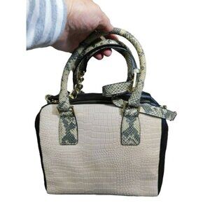 Marc Fisher Ivory Black Snakeskin Crossbody Leather Handbag Kyra NWT